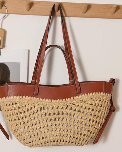 Dual-Handle Woven Straw Tote