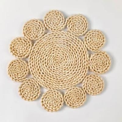 Sunburst Flower Woven Seagrass Mat