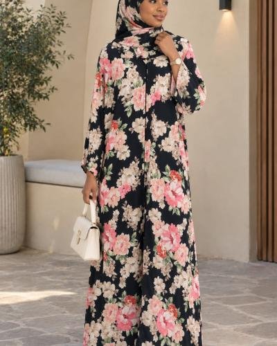 Midnight Floral Abaya