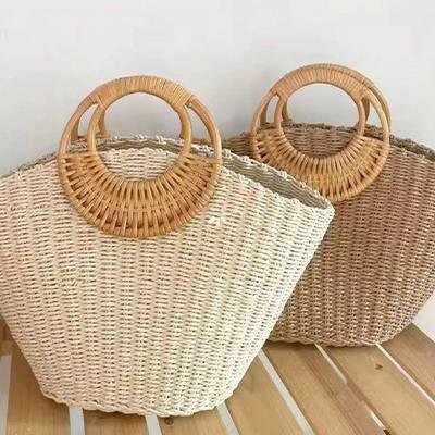 Artisanal Rattan Handle Woven Tote