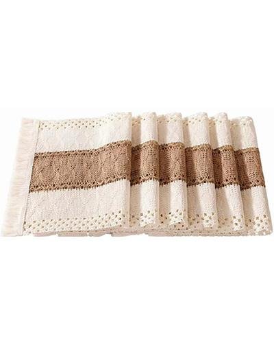 Crocheted Burlap Stripe Placemat 6 Piece Set