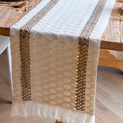 Striped Metallic Accent Boho Table Runner